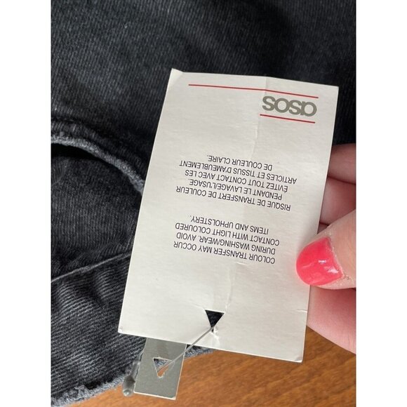Asos Womens Denim Shorts Plus Size UK 22 High Rise Black Wash Jean Cut-Off NWT - Picture 5 of 8